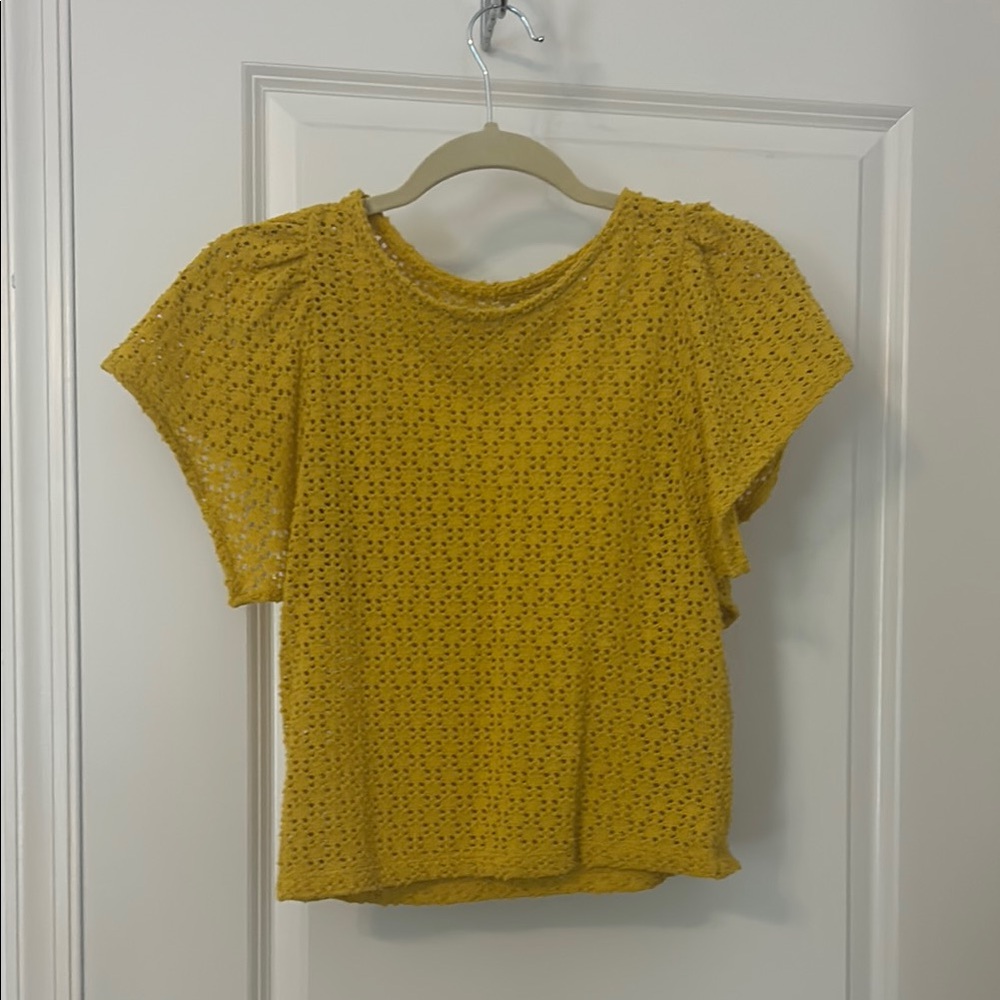 Madewell Mustard Crochet Blouse